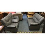 ELECTRIC 2 SEATER SOFAS & 2 ARMCHAIRS IN ASHLEY MANOR GREY LEATHER