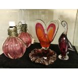 FIVE PIECES OF VENETIAN GLASS