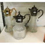 THREE CLARET JUGS