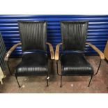 PAIR BLACK LEATHER COCKTAIL CHAIRS