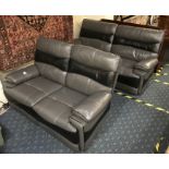 THREE SEATER & TWO SEATER ASHLEY MANOR RECLINER SOFAS - BLACK & GREY LEATHER - BOTH ELECTRIC