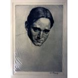 ETCHING OF A PORTRAIT HEAD OF GRANVILLE-BARKER HARLEY SIGNED W STRANG MOUNTED 32