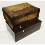TUNBRIDGE WARE TRINITY HOUSE SEWING BOX WITH INLAID SHIPS DEPICTION CIRCA LATE 1800'S
