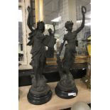 PAIR OF SPELTER FIGURES - EACH 70CMS