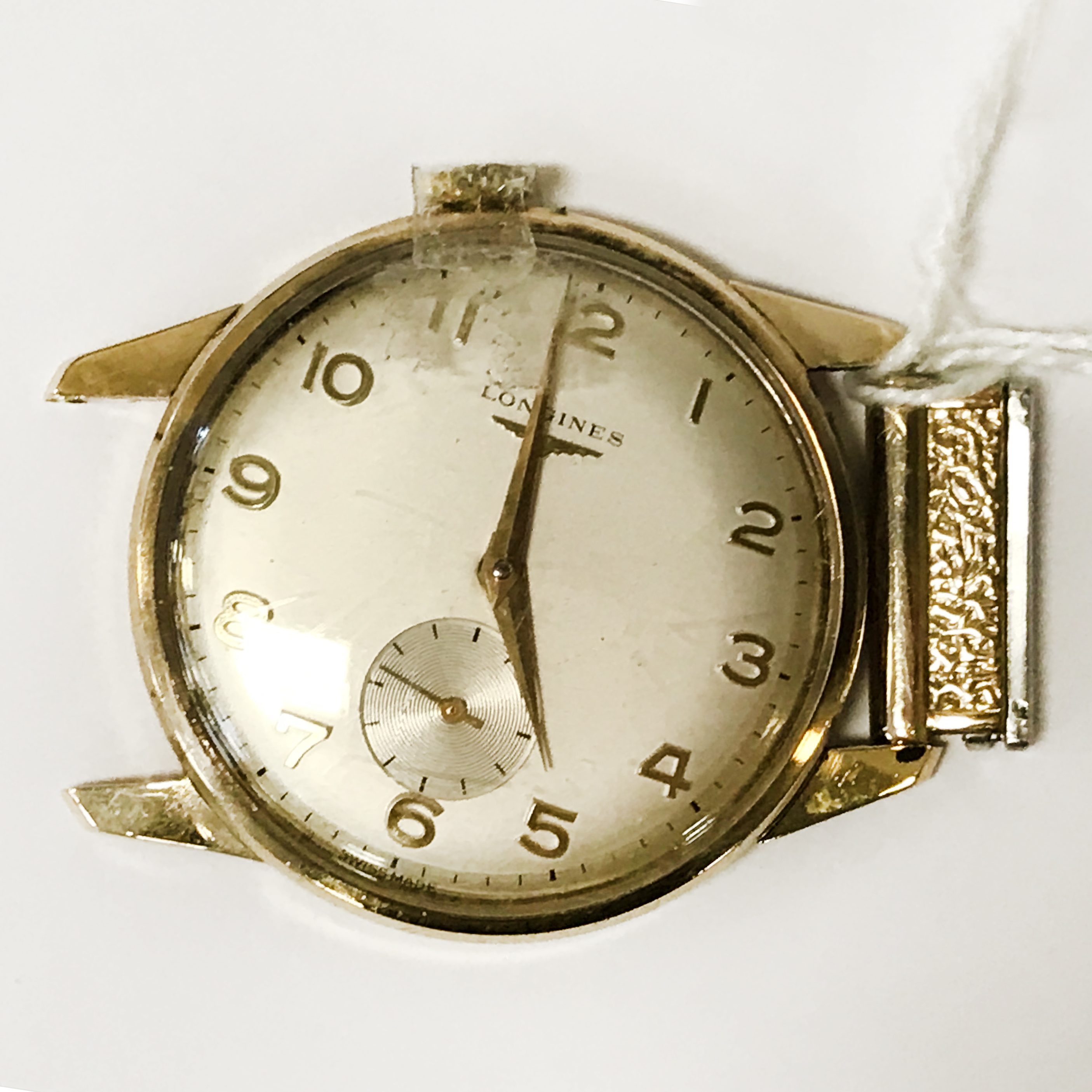 LONGINES 9CT GOLD GENTS WRISTWATCH - NEEDS REPAIR