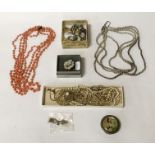 COSTUME JEWELLERY INCL. PEARLS /CORAL & SOME SILVER