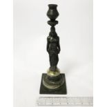 EARLY BRONZE CANDLESTICK - 30CMS