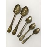 TWO HM SILVER SPOONS & TEASPOONS