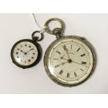 800 SILVER CHRONOGRAPH POCKET WATCH & 925 POCKET WATCH