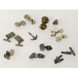 FOUR PAIRS OF VINTAGE CUFFLINKS - SOME SILVER WITH OTHERS