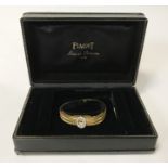 LADIES 18CT GOLD PIAGET DIAMOND BEZEL WRISTWATCH