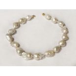 9CT GOLD LARGE BAROQUE PEARL NECKLACE