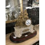 FRENCH CLOCK UNDER GLASS DOME - 43CMS