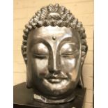 SILVER COLOUR BUDDHA HEAD - 42CMS (H)