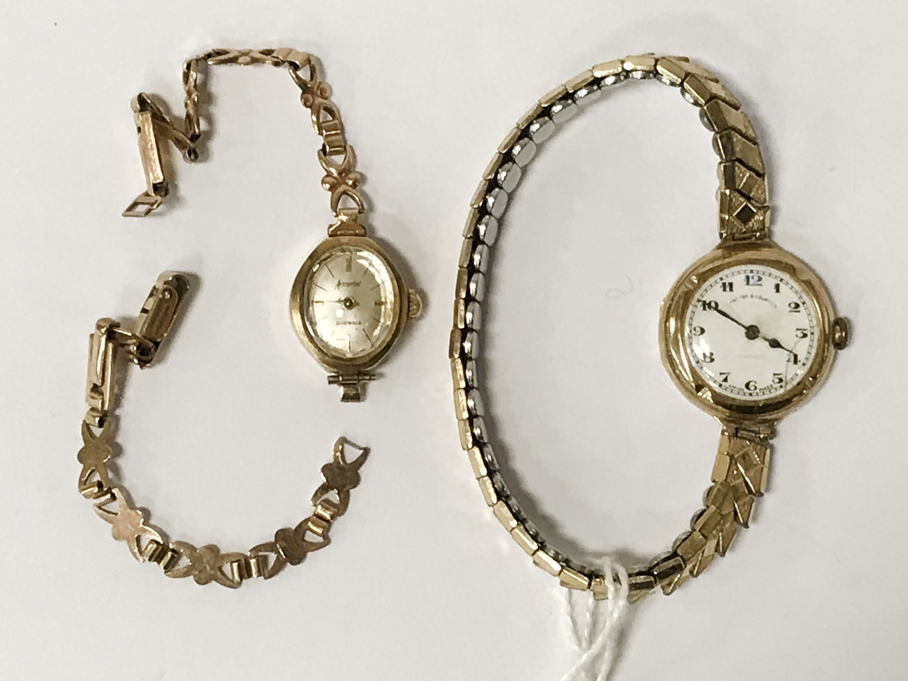 9CT GOLD LADIES WATCH & 1 OTHER