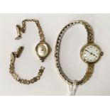 9CT GOLD LADIES WATCH & 1 OTHER