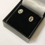 14CT GOLD WHITE TOPAZ OVAL STUD EARRINGS