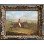 ATTRIBUTED TO JOHN FREDERICK HERRING 1820-1907 OIL ON BOARD, HUNTER & RIDER, E.STACY MARKS LABEL TO