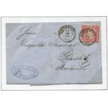 TWO GERMAN STATES LETTERS WITH 3 / 9 KREUZER STAMPS POSTED 1858/9 & ANOTHER COVER POSTED 1899