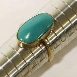15CT GOLD & TURQUOISE RING - SIZE 'O'
