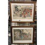 PAIR OF JAPANESE WOODBLOCK PRINTS - 40 X 32CMS IN FRAME