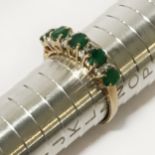 9CT GOLD EMERALD & DIAMOND RING - SIZE 'M'