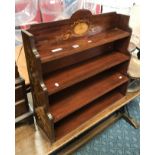 EDWARDIAN MAHOGANY SHELF UNIT WITH MARQUETRY TOP