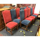 SET OF 12 OAK HIGH BACK CHAIRS