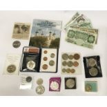 COINS/ BANKNOTES - ONE IS SILVER WITH O'BRIEN BANKNOTE