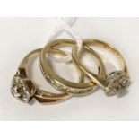 THREE 9CT GOLD & DIAMOND RINGS