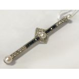 ART DECO PLATINUM DIAMOND & SAPPHIRE BROOCH