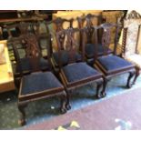 SET OF 6 CHIPPENDALE STYLE CHAIRS WITH BALL & CLAW FEET