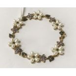 9CT GOLD AMETHYST & PEARL BRACELET