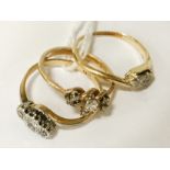 THREE 18CT GOLD RINGS WITH DIAMONDS