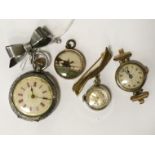3 POCKET WATCHES - 1 IN SILVER & 2 ROLLED GOLD