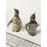 PAIR OF SPANISH SILVER PENGUINS WITH RUBY EYES - EACH 7CMS