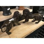 PAIR OF BRONZE LIONS - 23CMS HEIGHT