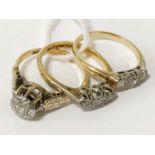 3 18CT GOLD DIAMOND RINGS