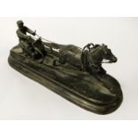 RUSSIAN BRONZE SLEIGH RIDER - SIGNED - 23CMS