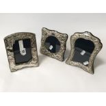 THREE SILVER PHOTO FRAMES