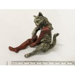 PAINTED BRONZE CAT IN BOOTS