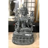 LARGE BRONZE BUDDHIST FIGURE - 38CMS