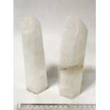 PAIR ROCK CRYSTAL OBELISKS - 20CMS