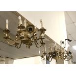 PAIR OF BRASS CHANDELIERS - EACH 80CMS DIAMETER