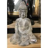 GREY SEATED GARDEN BUDDHA - 54CMS