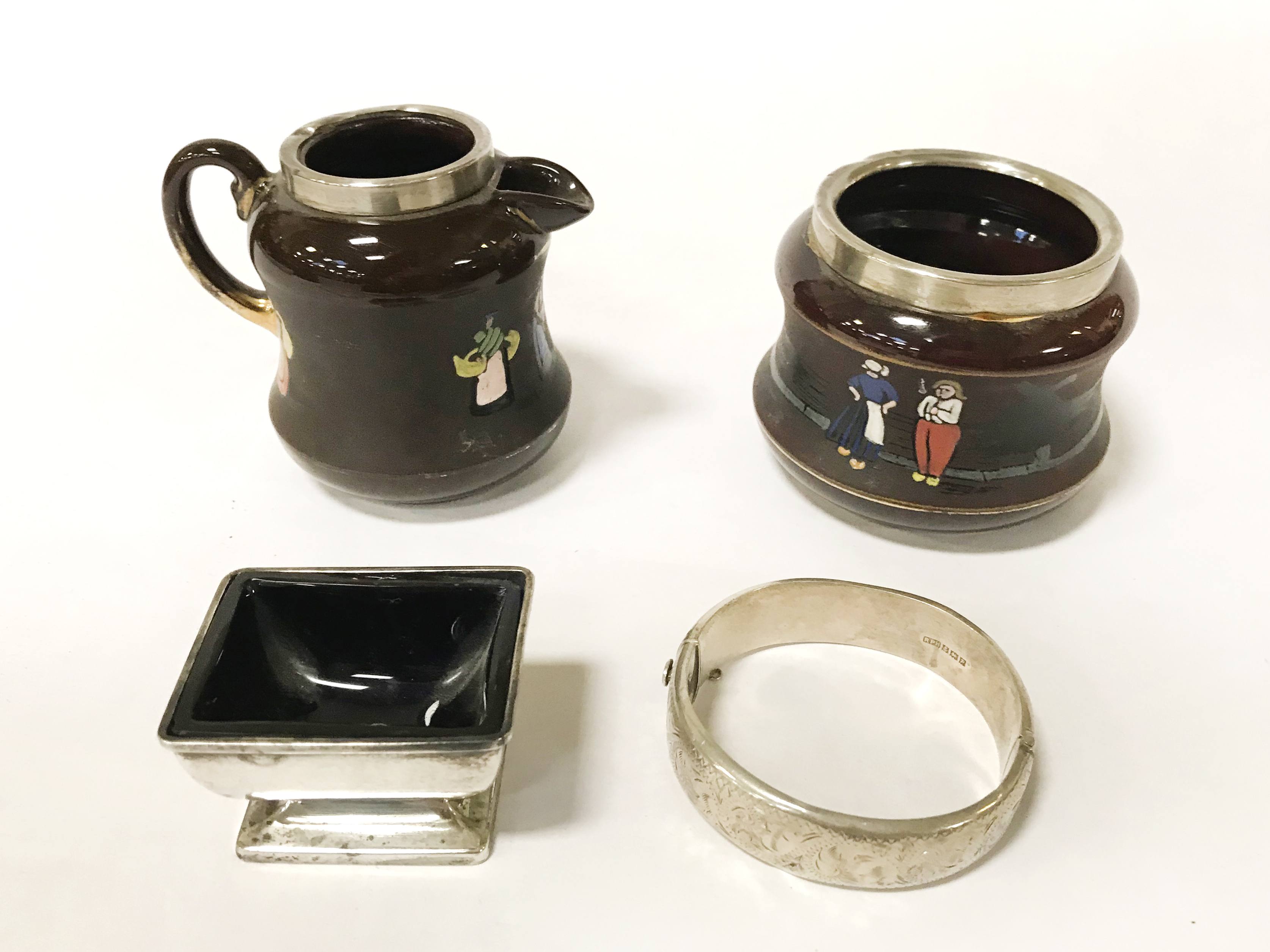 FOUR VARIOUS SILVER ITEMS