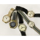 5 VARIOUS WATCHES INCL. 1 GOLD & TWO SWATCHES