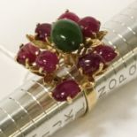 18CT YELLOW GOLD & RUBY RING - RING SIZE 'L'