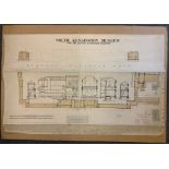 ANTIQUE LARGE LINEN BACK FLOOR MAP OF PART OF SCIENCE MUSEUM 97cm x 62cm