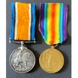 WWI BRITISH WAR MEDAL VICTORY MEDAL SET AWARDED TO PTE H.A. DENNETT THE QUEEN'S R / NUMBER 14226